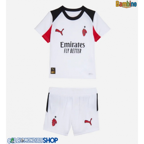 Maglie da calcio AC Milan Seconda Maglia Bambino 2025-26 Manica Corta + Pantaloni corti)